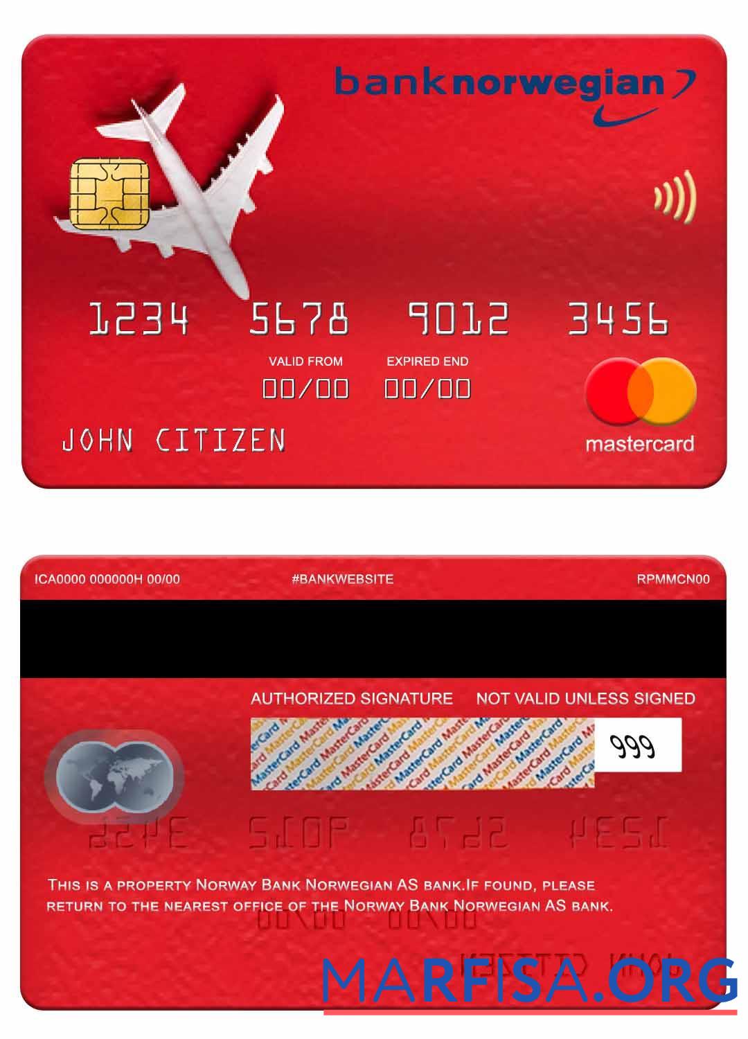 Downloadable Norway Bank Norwegian AS bank mastercard example